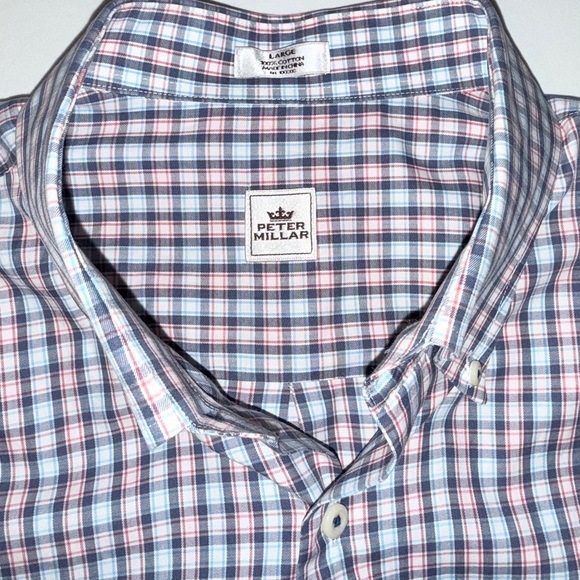 Peter Millar Other - Peter Millar Large Button-Down Shirt | Blue Red Plaid | 100% Cotton